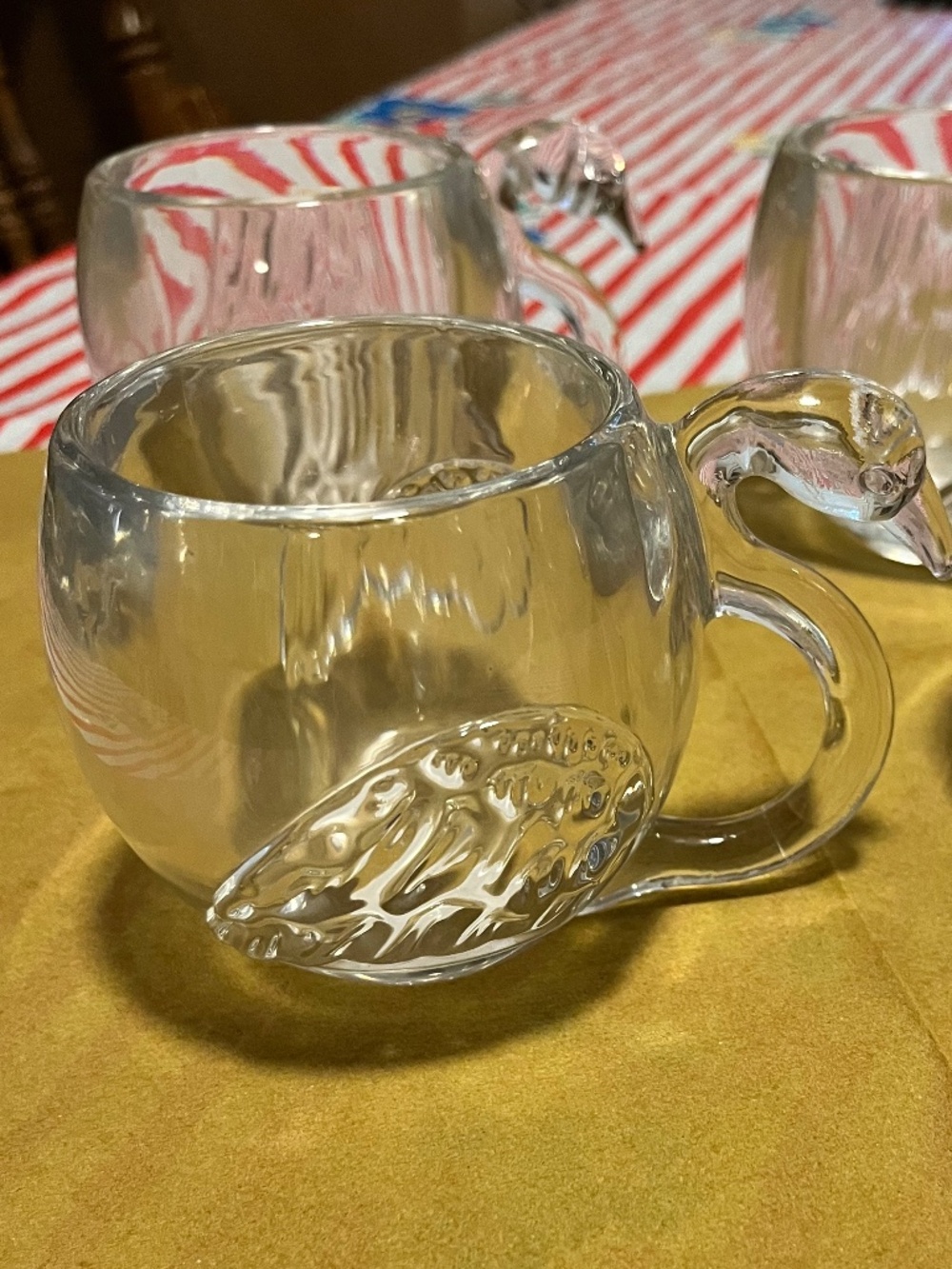 CB2 Elaine Clear glass swan punch mugs